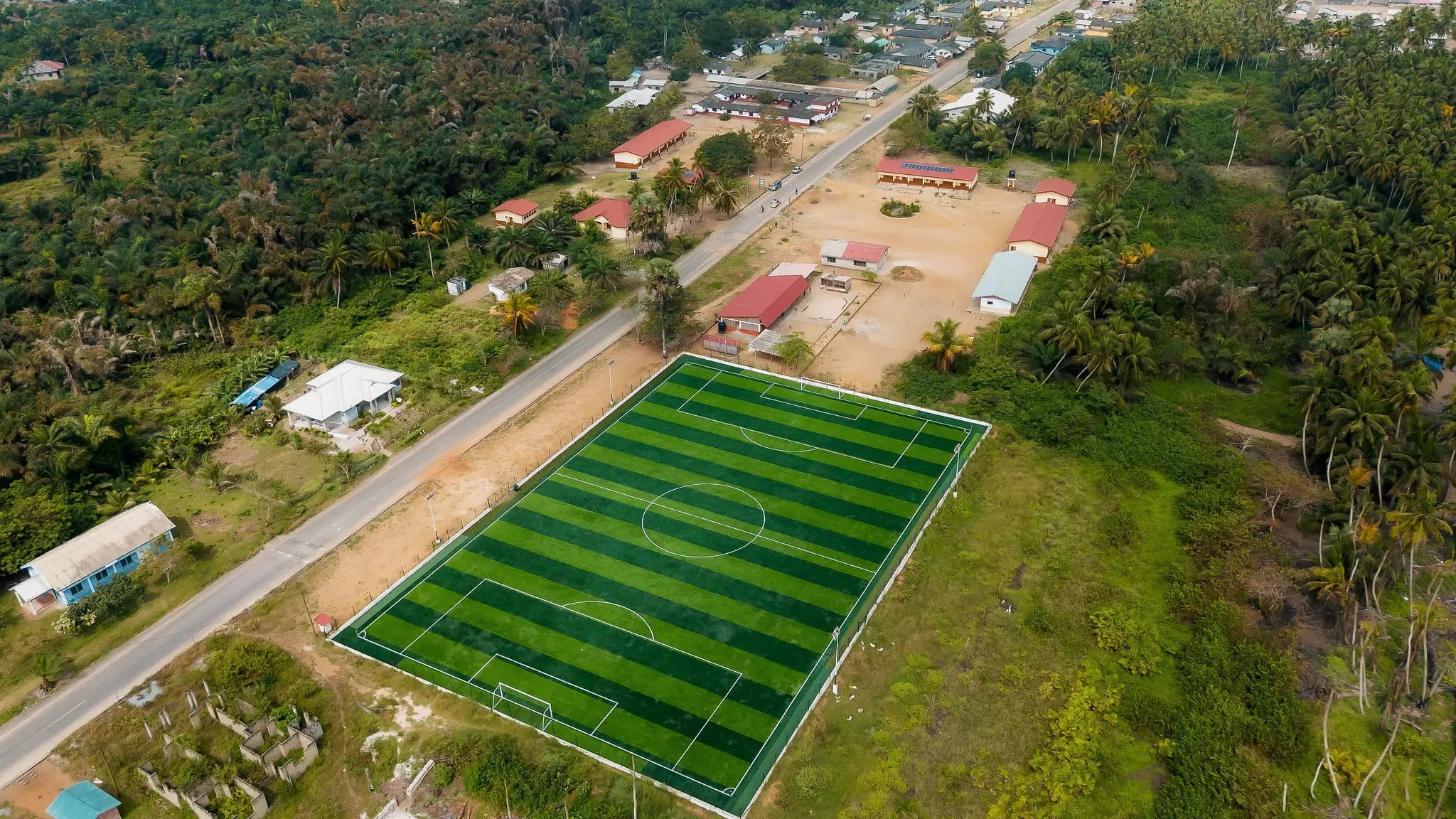 Completed pitch from above